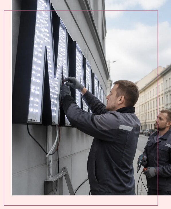 Изготовление и монтаж светодиодных LED вывесок в Реже